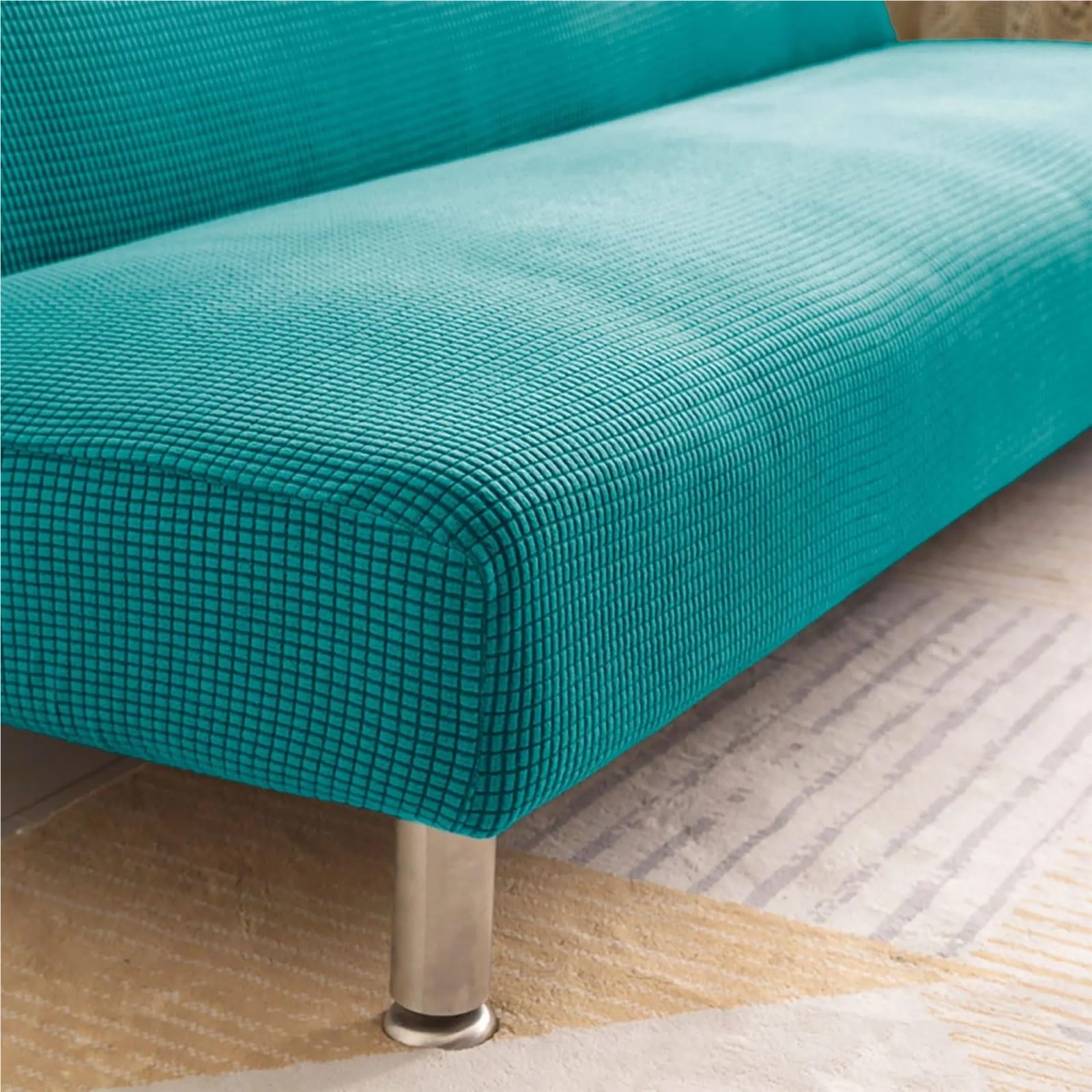 Funda de sofá elástica sin Brazos Suave para Sofá | Funda de futón con protector de muebles de sofá cama grueso con parte inferior elástica(Color 2,L 180-210cm)