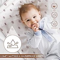 Vista 2 de Moisés mecedor para bebé, con sábana impermeable, 3 en 1, moisés de noche ajustable de 6 alturas para recién nacido (gris)