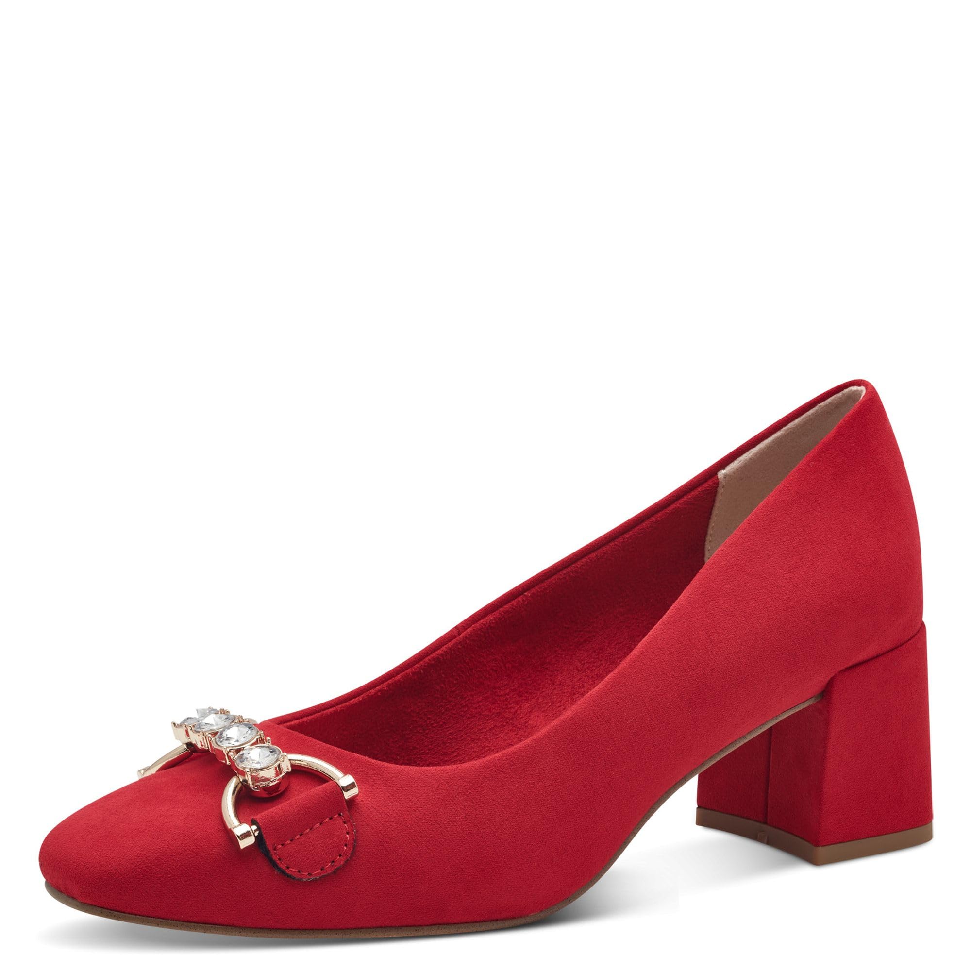 MARCO TOZZI Women's Vegan Court Shoes with Block Heel, red, 8.5 UK