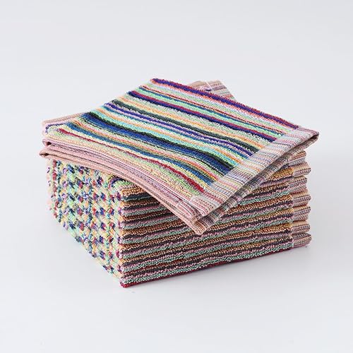 Miniatura 8 de Oeleky Paños de cocina para lavar platos, trapos de cocina ultra absorbentes, paños de limpieza de algodón, paquete de 8, 12 x 12 pulgadas (Multi-1,