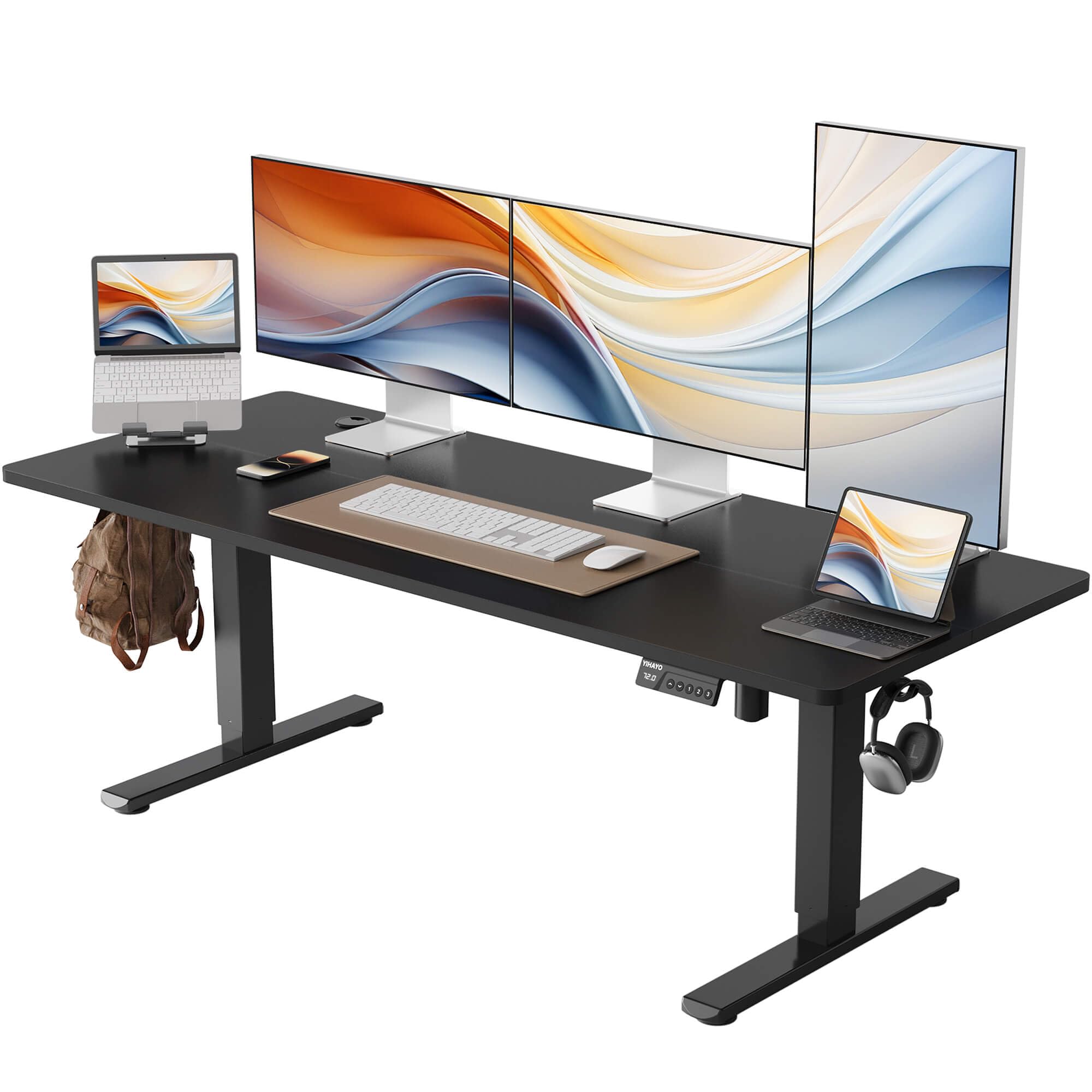 Amazon | YIHAYO ローデスク 高さ46-72cm 昇降デスク 幅150cm 奥行き
