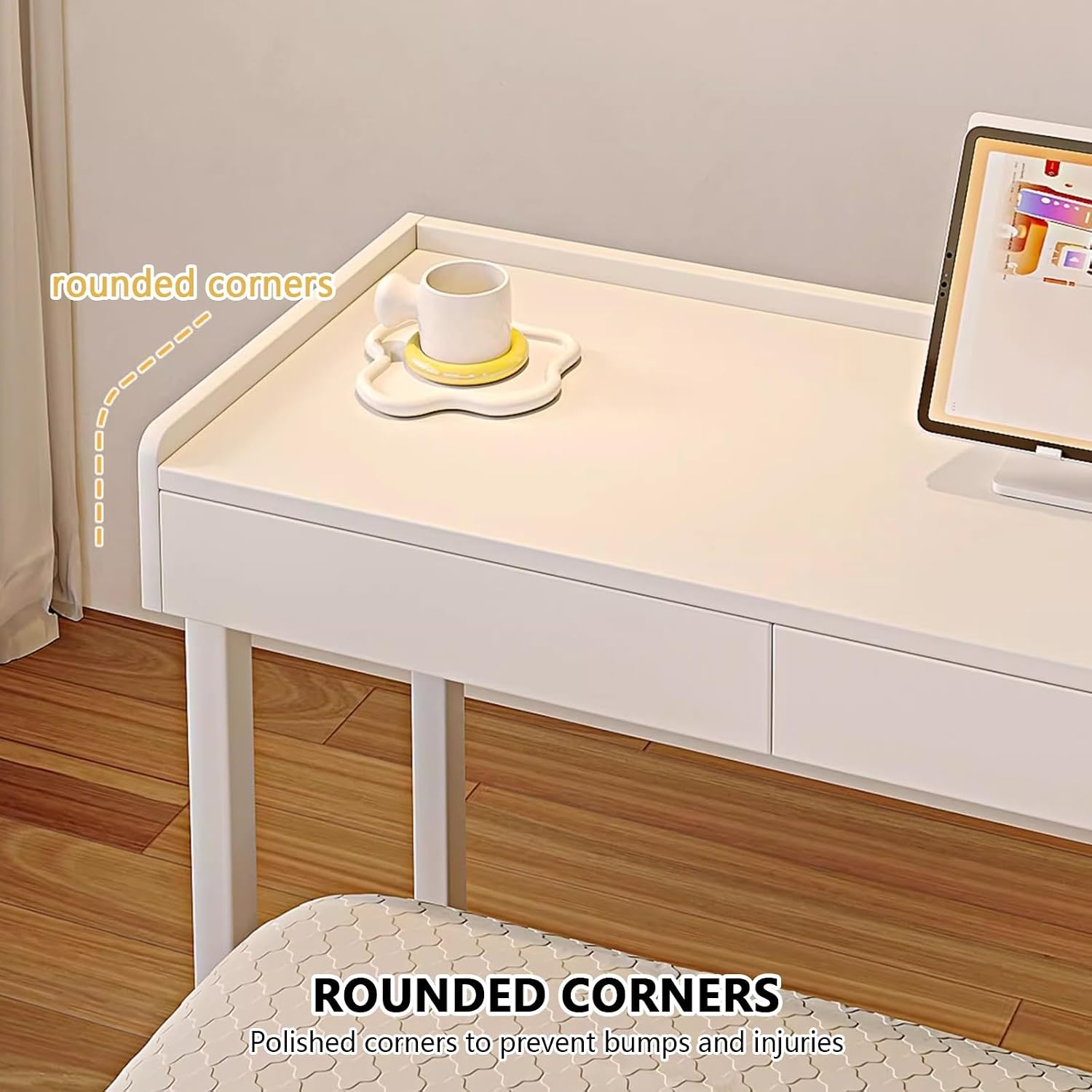 Overbed Table for Laptop with 360° Wheels, Over the Bed Working Table with Drawers, Home Mobile Bed Desk, Hospital Rolling Table, Bedroom overbed Table.