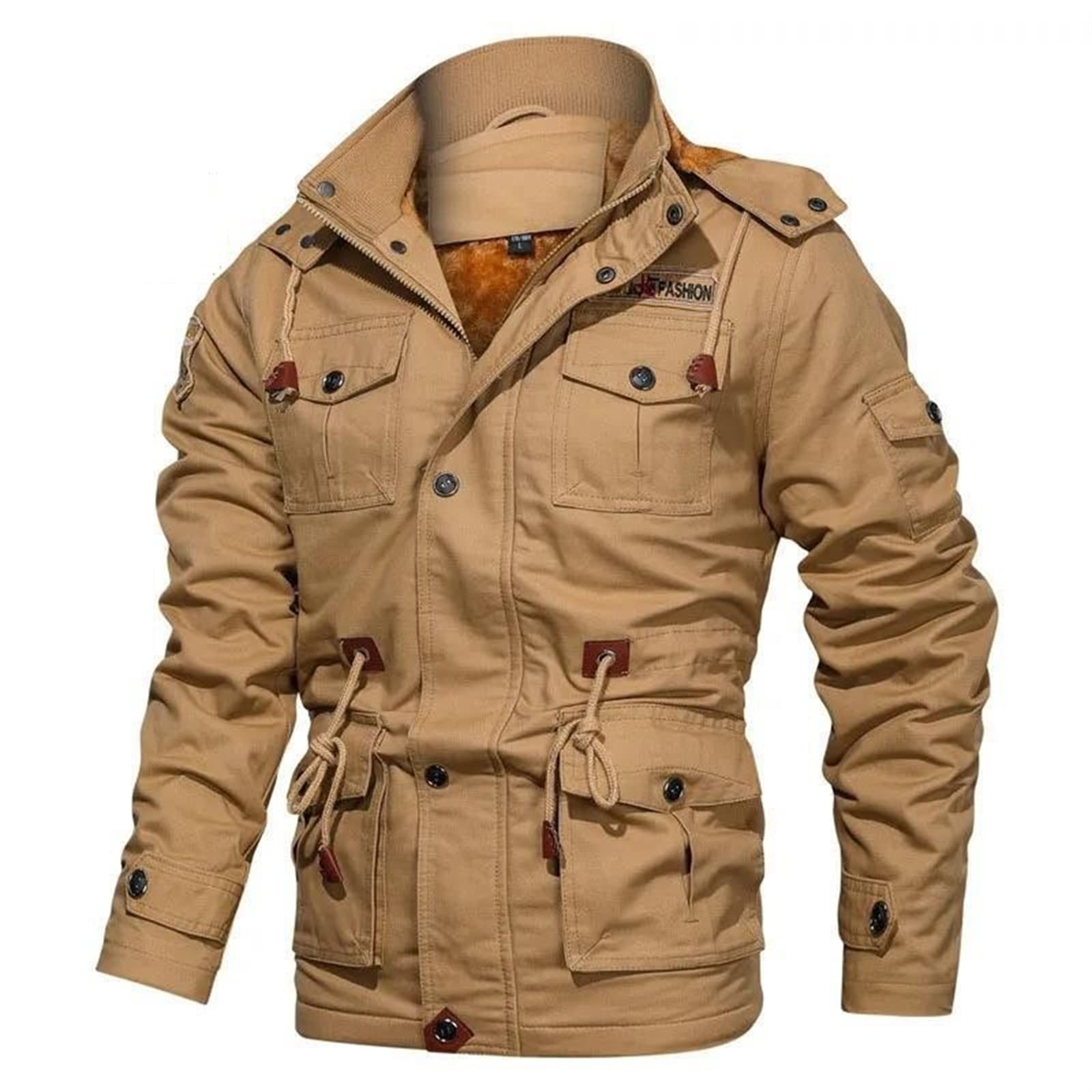 Chaquetas Cargo de Polar Hombre Chaqueta Aviador Militar de Algodón Abrigo Cortavientos Invierno Grueso y Caliente