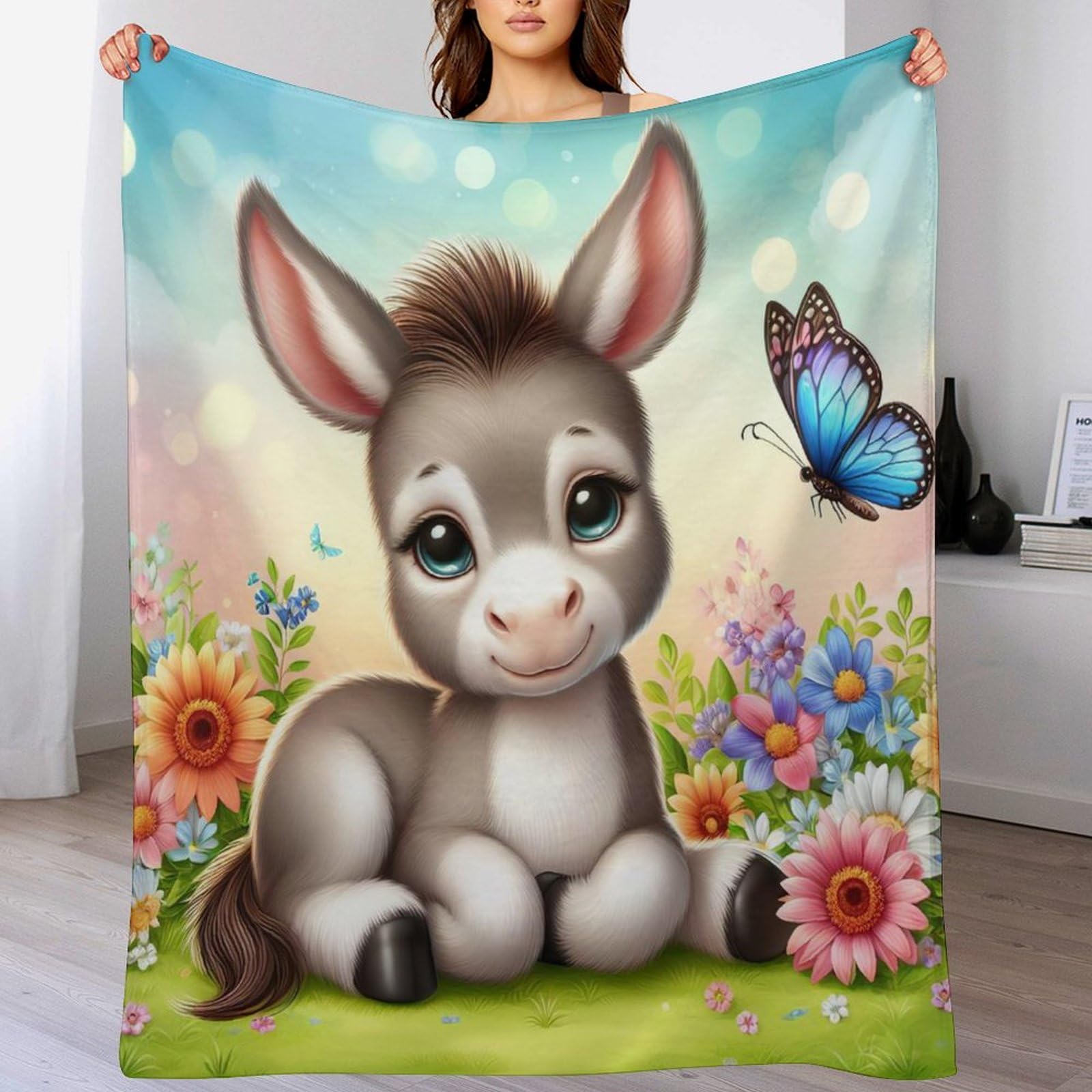 Couverture d'âne en polaire pour canapé et lit 140x180 cm
