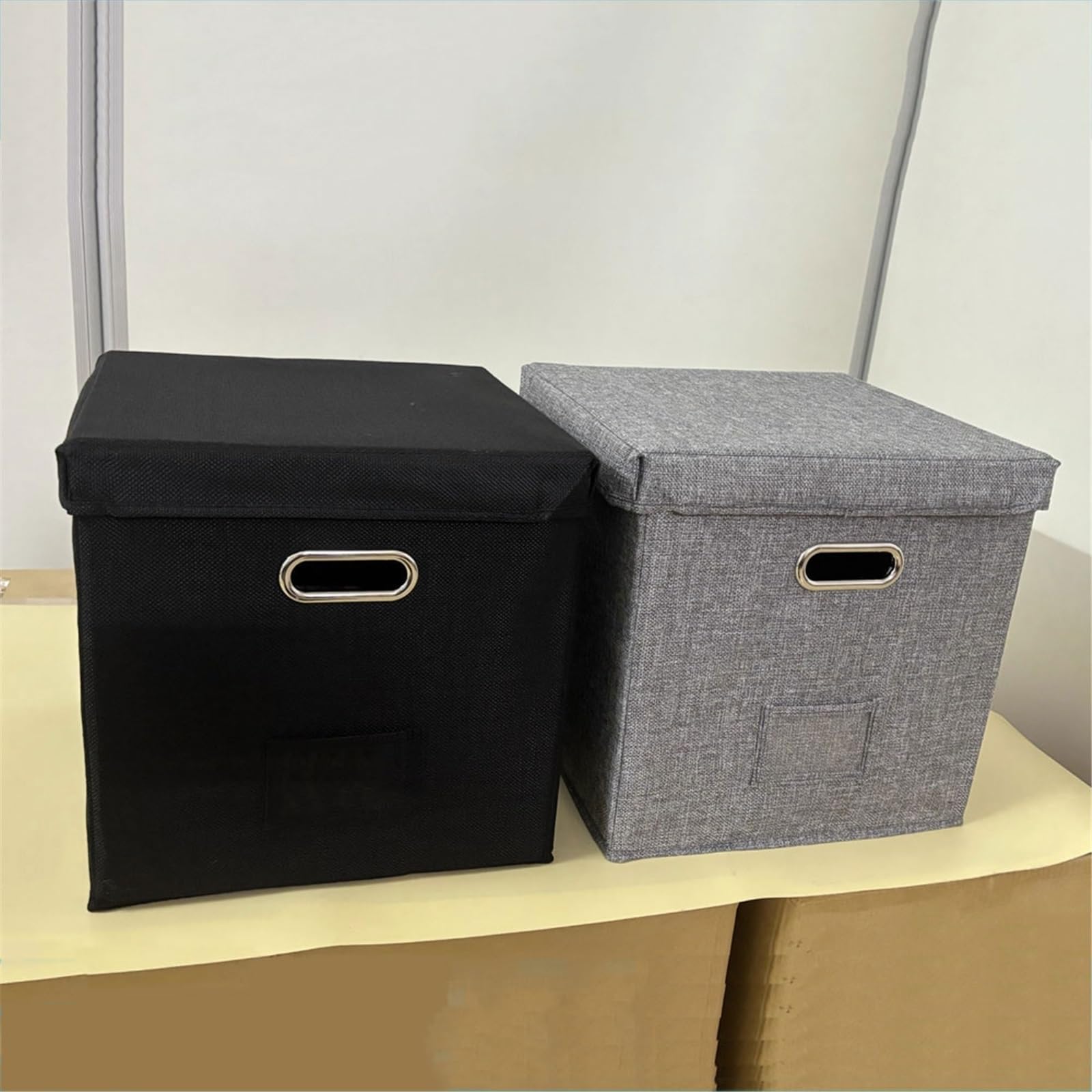 Ufficio Scatola porta dischi in vinile quadrata in tessuto di cotone e lino Scaffale porta dischi