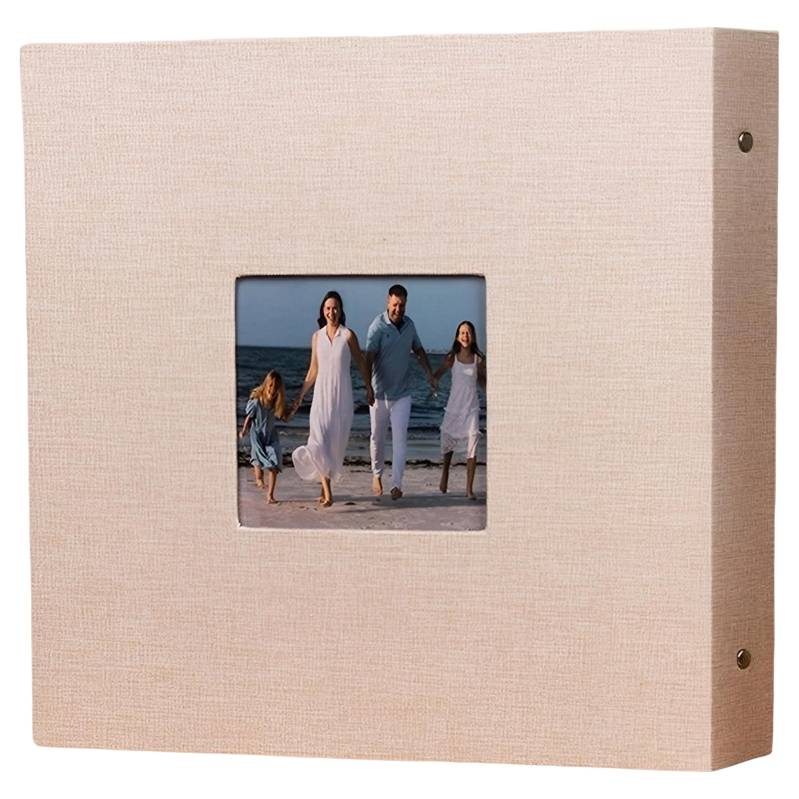 Album fotografico beige da 40,6 cm, con copertina rigida in tessuto, con rilegatura a clip in ferro, pagine adesive fai da te, grande capacità, 30 fogli, 60 pagine, per ricordi di famiglia