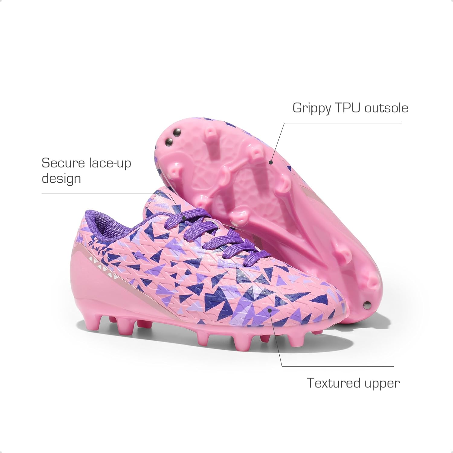 DREAM PAIRS Boys Girls Soccer Cleats Youth Firm Groud Athletic Outdoor Trainning Football Shoes with Soccer Socks