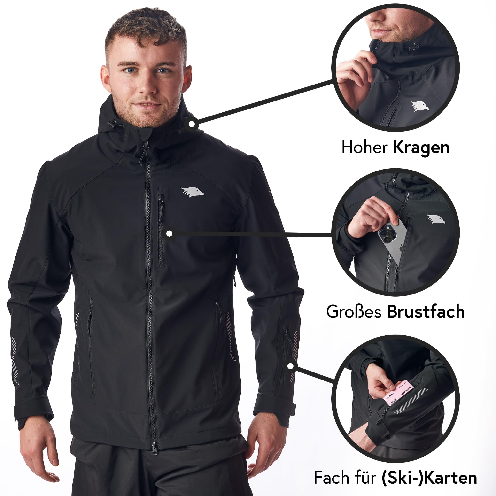 Valkental® Reflektierende Funktionsjacke [Das Original] - Herren - Wasserabweisend & Winddicht | Doppel Reißverschluss | Geeignet als Laufjacke, Fahrradjacke & Übergangsjacke | VERTEX Jacke