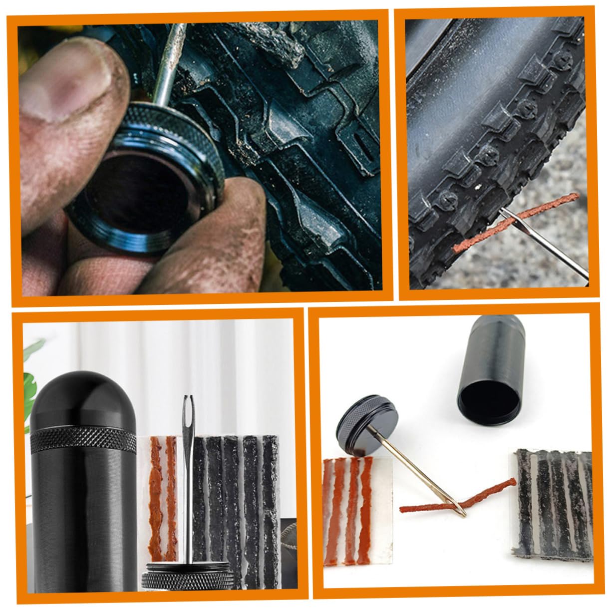 Abaodam Emergency Tire Repair Kit Bike Tire Patch Kit Plugs Repair Strip Easy to Install for Rider