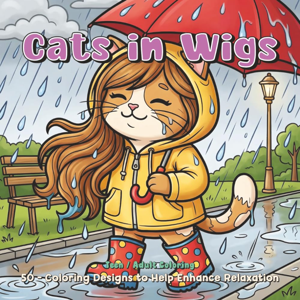 Cats in Wigs: 50 - Coloring Designs to Help Enhance Relaxation