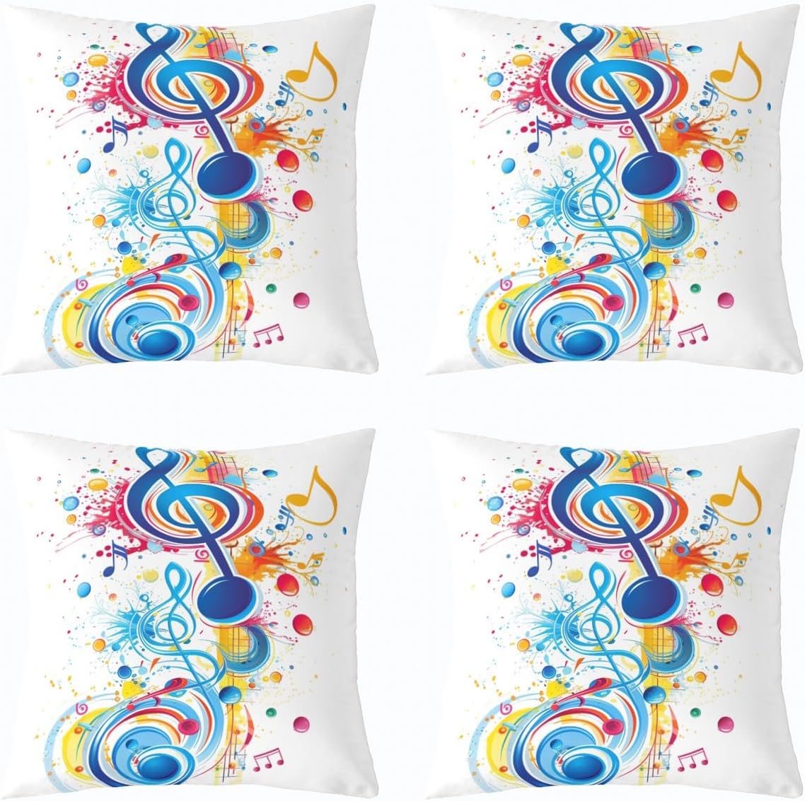 Feelyou Girls Ice Cream Throw Pillow Covers Cartoon Dessert Pattern Cushion Covers Colorful Ice Cream Cake Pillow Covers for Home Sofa Bed Couch Soft Outdoor Pillowcases, 20x20 Inches Set of 4