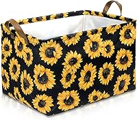 Vista 9 de Cesta de almacenamiento de sirena plegable con asas de cuero, impermeable, caja de almacenamiento de lona para armario, juguetes, ropa, cuarto