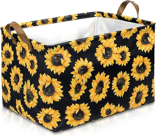 Miniatura 9 de Cesta de almacenamiento de sirena plegable con asas de cuero, impermeable, caja de almacenamiento de lona para armario, juguetes, ropa, cuarto