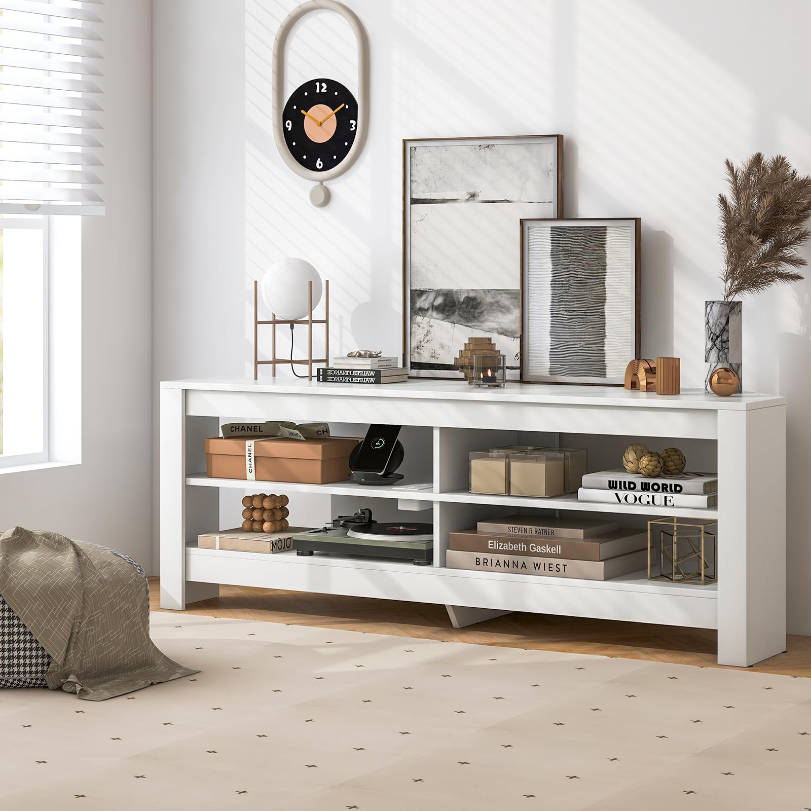 TV Stand CostWAY 3 Scaffali Electrico 65 Pollici Living Room - Dettaglio