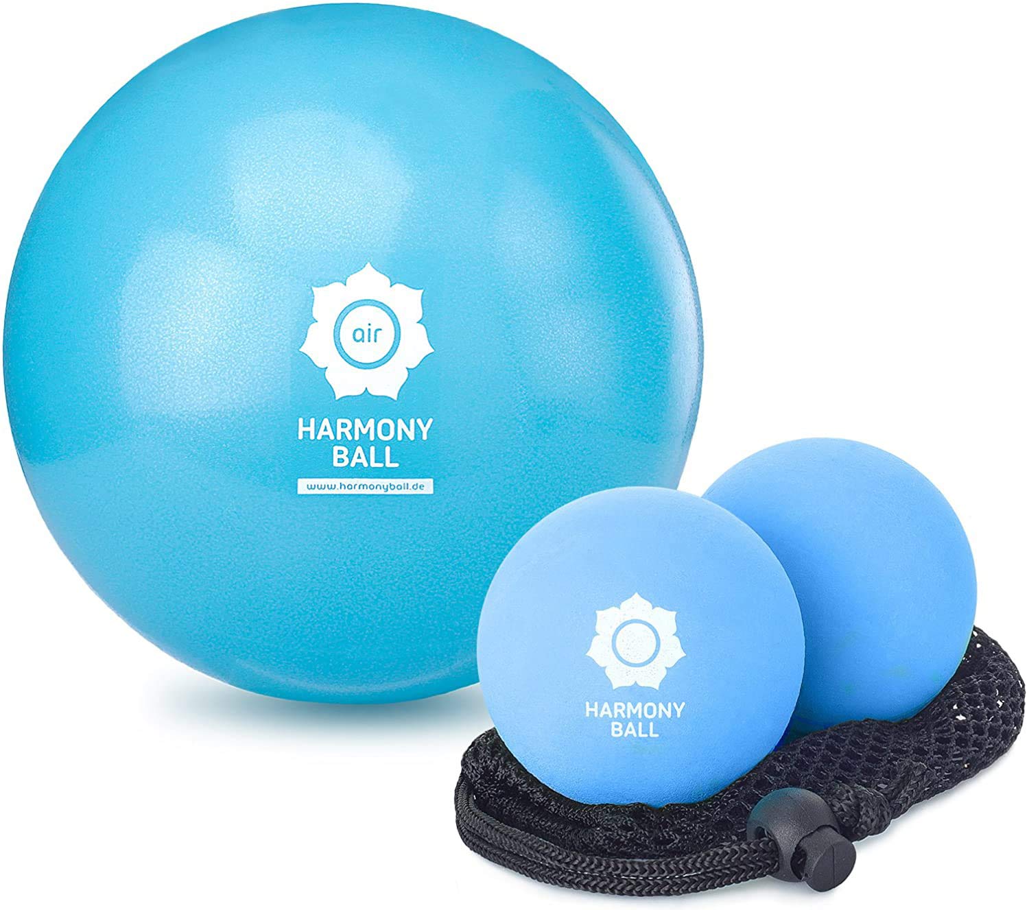 Lot de 2 balles pour fascias (caoutchouc naturel 7,2 cm) + 1 balle de gymnastique (souple 23 cm) – Kit économique pour masser et détendre les muscles et les fascias