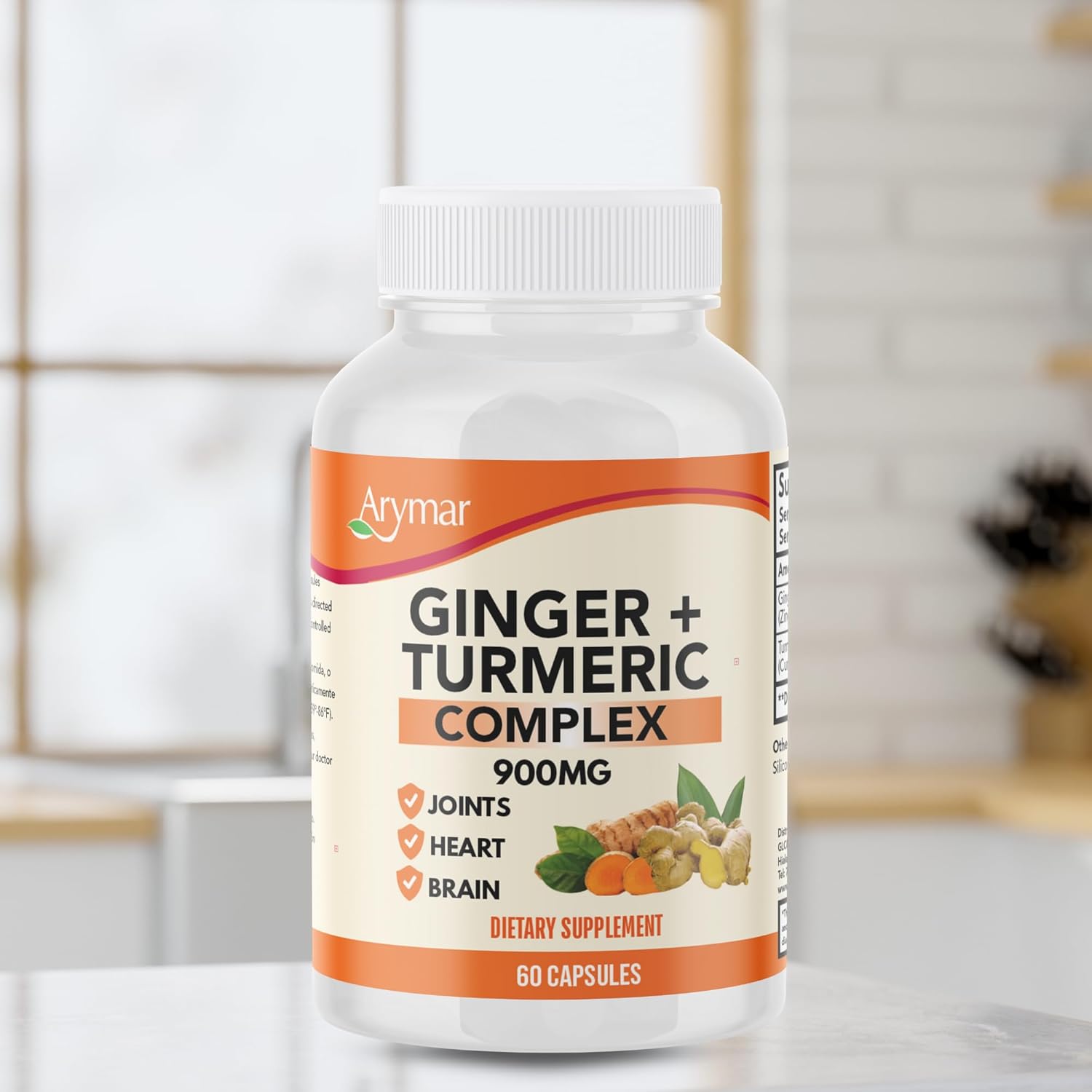 Arymar Ginger Turmeric Supplement (3 Pack) – 60 Capsules – Herbal Dietary Supplement