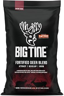 Big Tine Fortified Deer Blend, Cherry Rush Flavor, 10 lbs Bag, Supports Antler Growth, Long Lasting Scent, Packed with Vitamins and Minerals