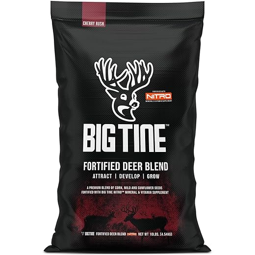 Big Tine Fortified Deer Blend, Cherry Rush Flavor, 10 lbs Bag, Supports Antler Growth, Long Lasting Scent, Packed with Vitamins and Minerals