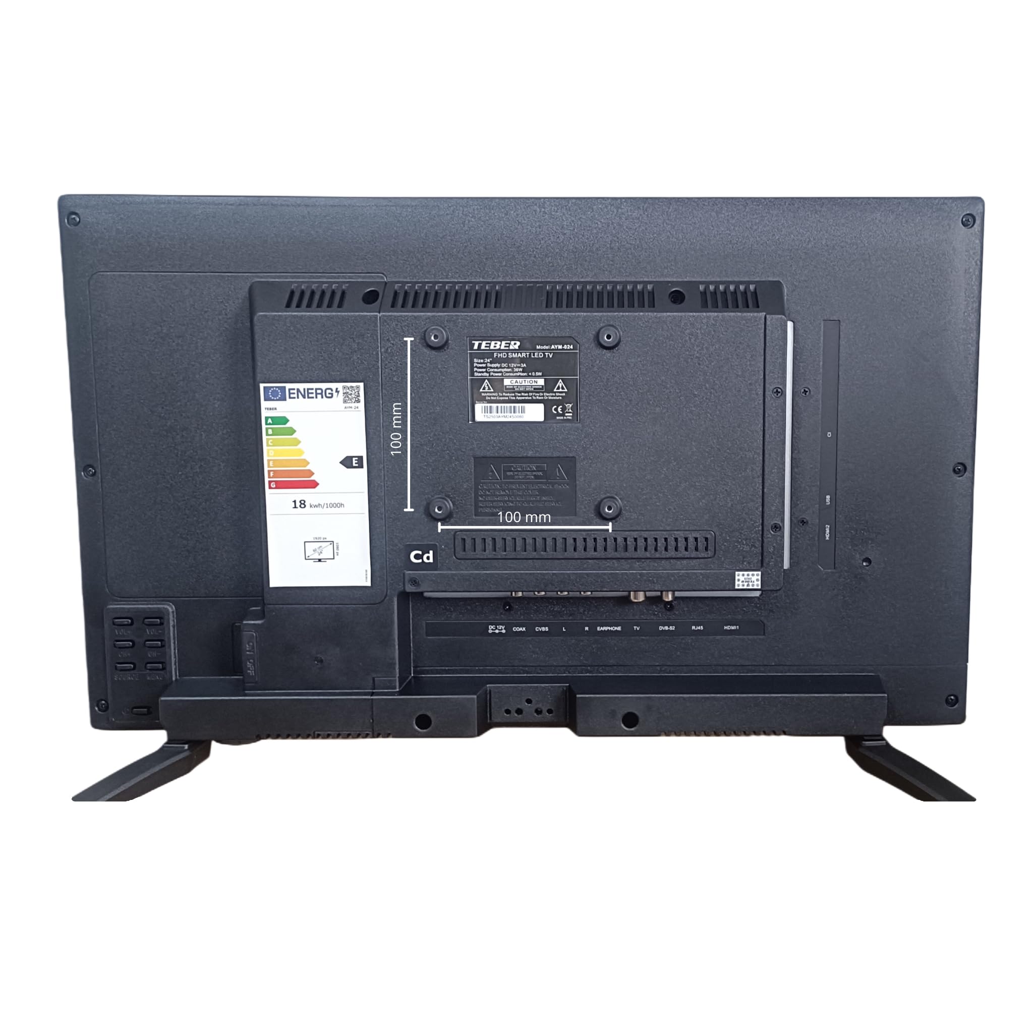 TEBER Smart TV de 27 Pulgadas Full HD 1920x1080, Bluetooth, Mando por Voz, 12v/24v/230v, Android 14, DVB-S2/C/T2/T para Autocaravanas, Cocinas, Dormitorios, Campers, Barcos, Camiones