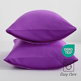 NTBAY Toddler Pillow Cases Set of 2, 2 Pack Brushed Microfiber 14x20 Pillow Cases, Soft, Wrinkle, Fade, Stain Resistant Purple Pillow Cases with Envelope Closure, 14x20 Inches, Purple