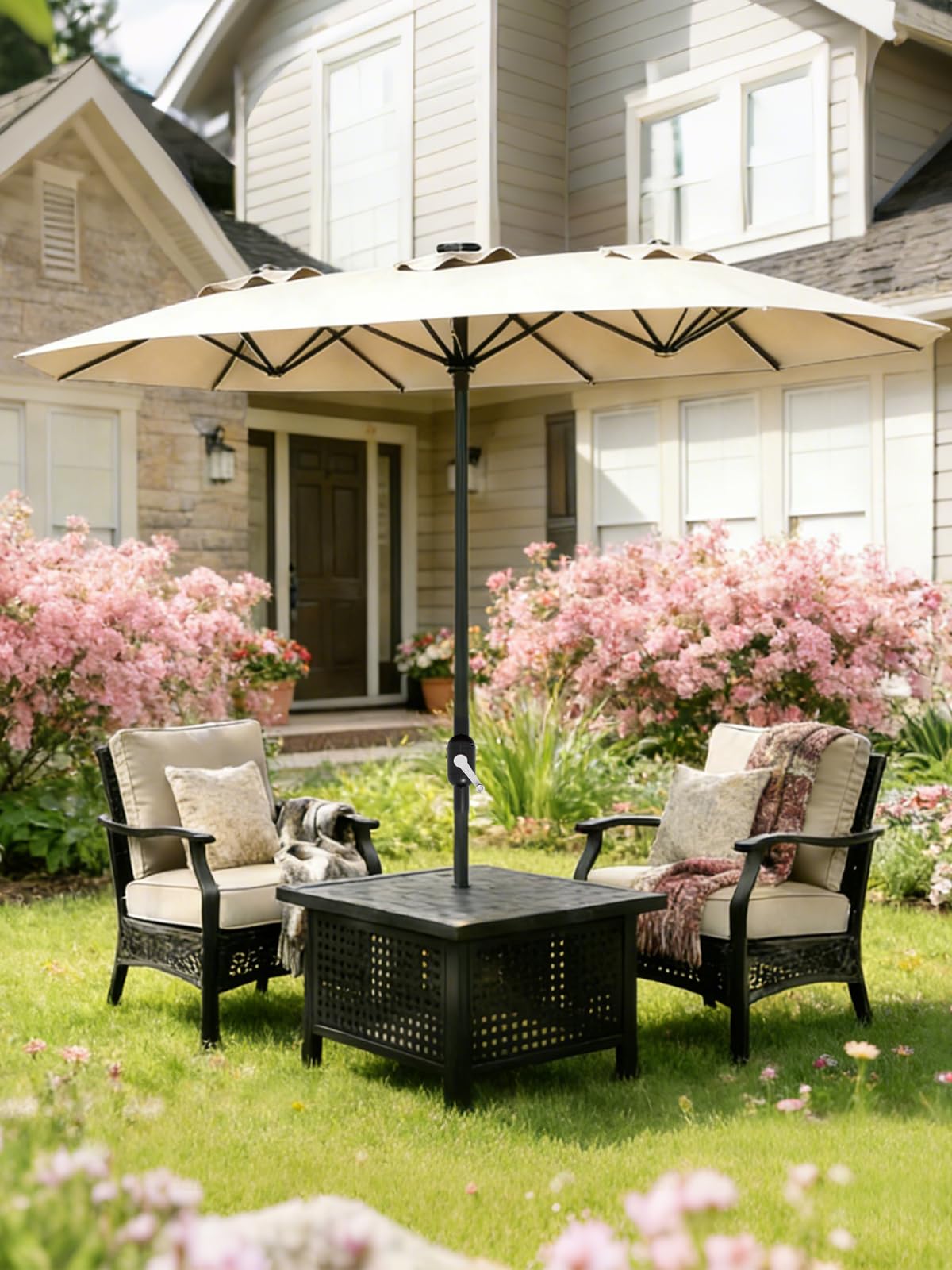 13 foot patio umbrella arrangement Amazon.com : GarveeLife 13 ft umbrella outdoor patio,Double-Sided Rectangle  Umbrella Oversized Shade for 2-6 People, Fade Resistant Canopy for Deck  Pool Garden Backyard(Beige, 13 ft) : Patio, Lawn & Garden