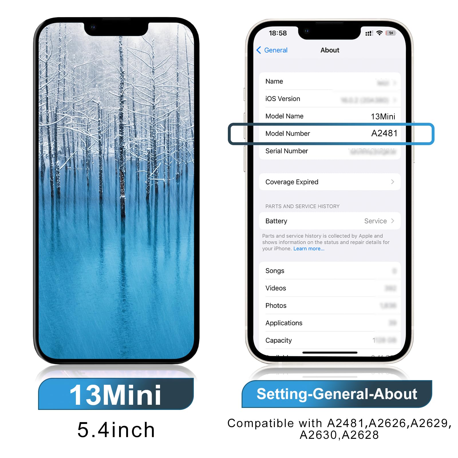 Dinow Display per iPhone 13 Mini LCD Sostituzione Schermo 5.4" LCD di Ricambio Schermo per iPhone 13 Mini(2A2628, A2481, A2626, A2629, A2630, Touch Screen per iPhone 13 Mini con Kit di Riparazione