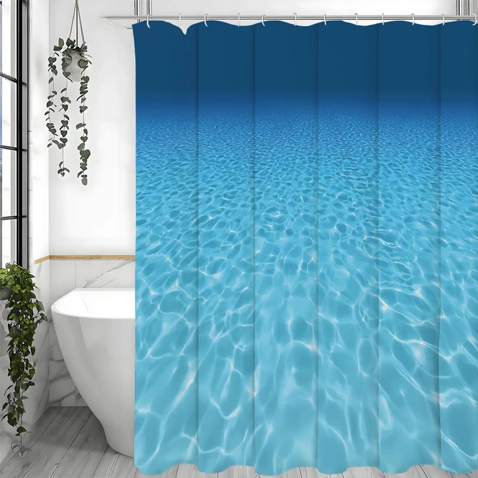 Rideau de douche sous-marin imperméable avec crochets rideau occultant salle de bain 140x183