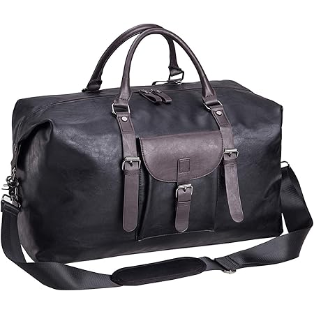 wowbox duffle bag weekender bag for men genuine leather canvas travel overnight