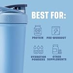BlenderBottle Strada Sleek Bouteilles d'eau en acier inoxydable isolées avec fouet de fil, 25-Ounce, Bleu poussière