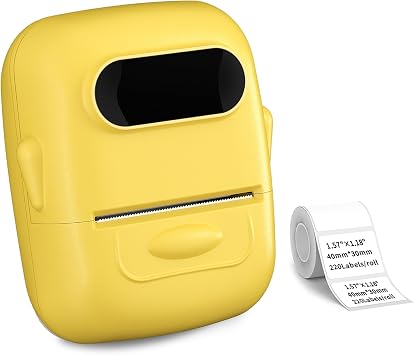P50 Label Maker, Barcode Label Printer, Portable Sticker Maker Machine Wireless Label Maker for Barcode, Address, Name, Labeling, Mailing, Home & Office, Compatible with Phones&PC-Yellow
