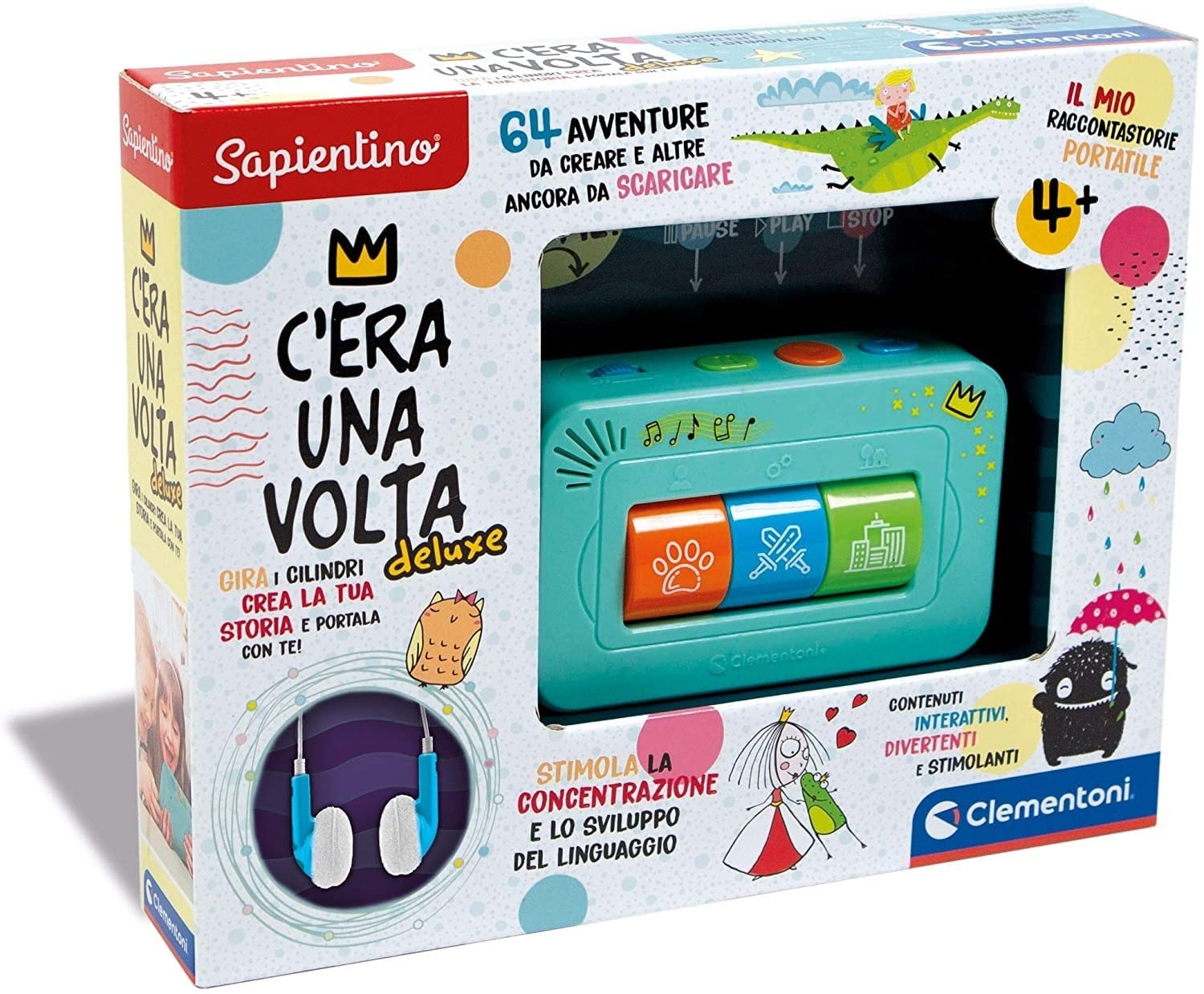 Clementoni - 17435 - Sapientino - C'era Una Volta Deluxe, racconta storie per Bambini 4 Anni interattivo, Storyteller, Gioco educativo elettronico, Cuffie Incluse