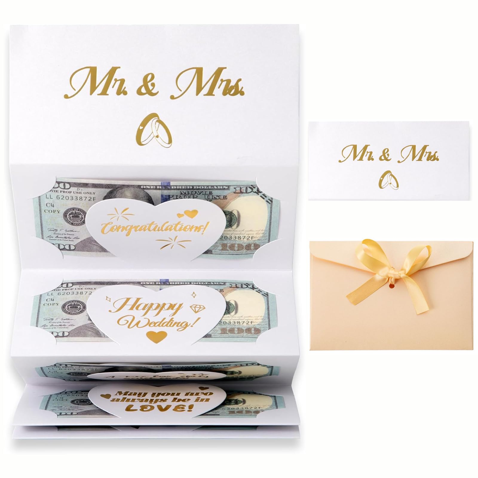 Photo 1 of Neioaas Wedding Money Holder with 6 Slots – Cash Gift Card Envelope for Bride and Groom – Perfect Cash Gift Card Holder for Weddings (White)