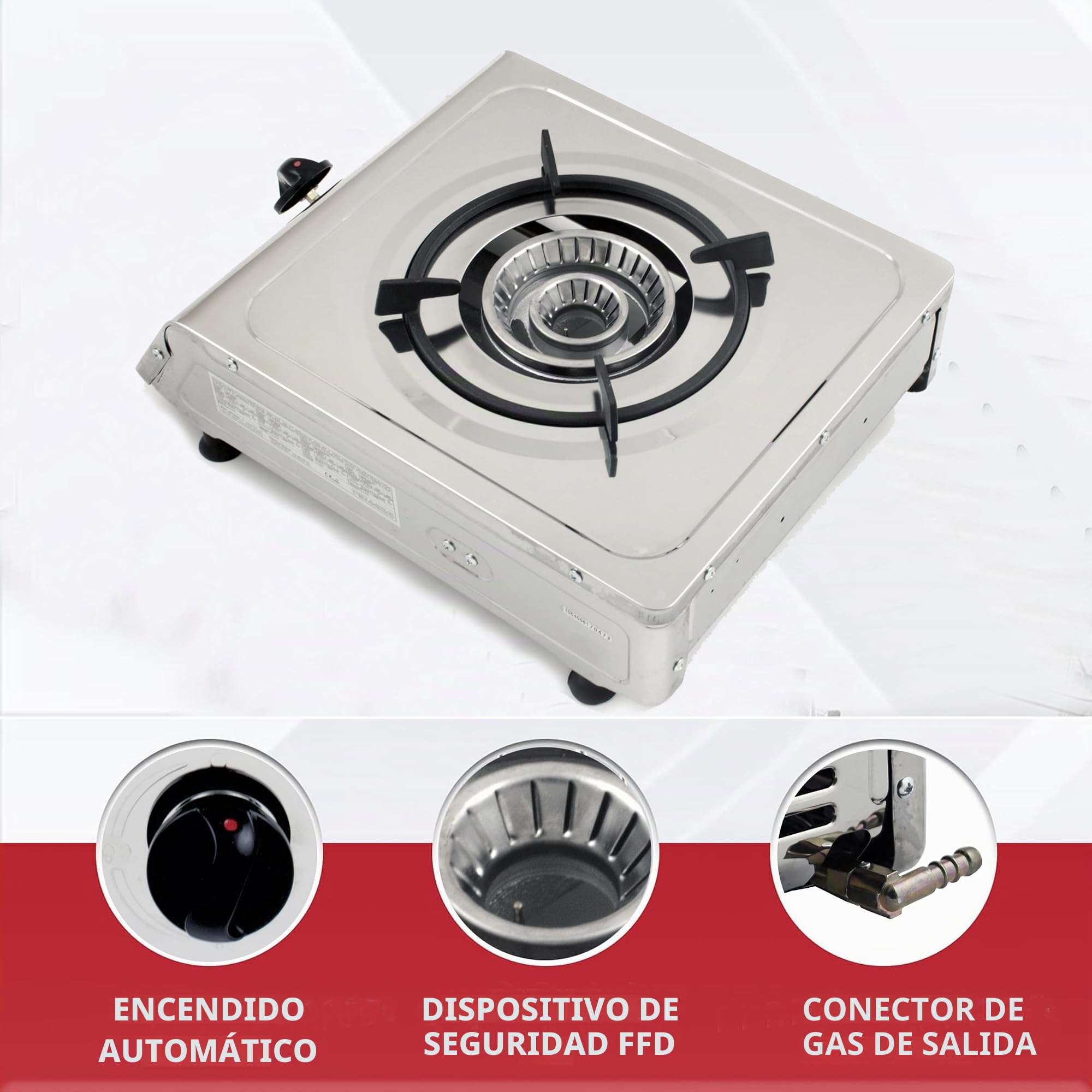 NJ-100SD - Estufa de gas portátil de acero inoxidable para catering, 4 kW para interiores