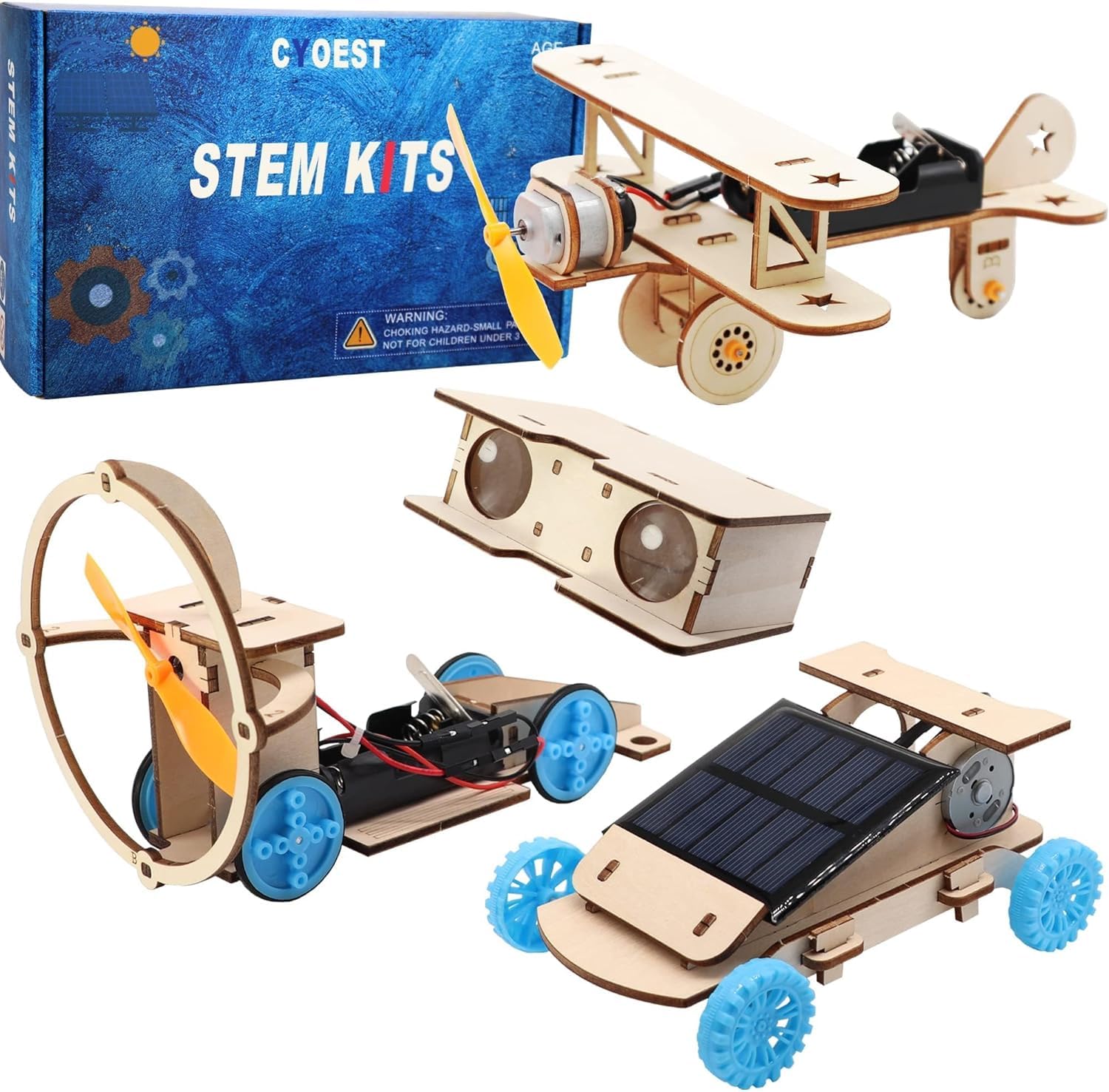 IDUINO DIY Wooden Science Experiment Model Kit Solar Power Car Electric Motor Biplane Glider,Toy Binoculars and Wind Power Car,STEM Educational Building Project for Kids Boys & Girls, 4 in 1 Set (B0D98DHCN1) Amazon Price History, Amazon Price Tracker