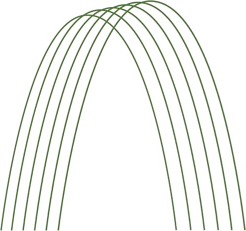 RTWAY Paquete de 6 estacas de jardín de metal, acero flexible sin óxido de 4 pies con aros de soporte recubiertos de plástico, palos para plantas