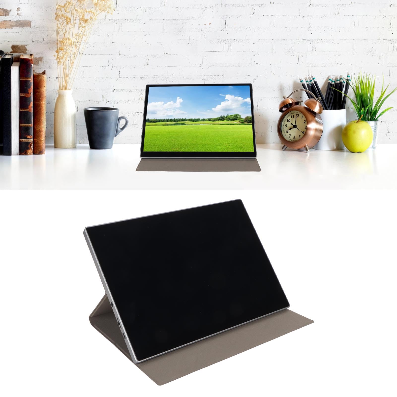 Przenośny Monitor, 10,5-calowy Ekran Dotykowy FHD IPS 1080P, Wyświetlacz Komputerowy USB C HDMI z inteligentną osłoną, Zewnętrzny Monitor do Gier do Konsoli Steam, Switch,