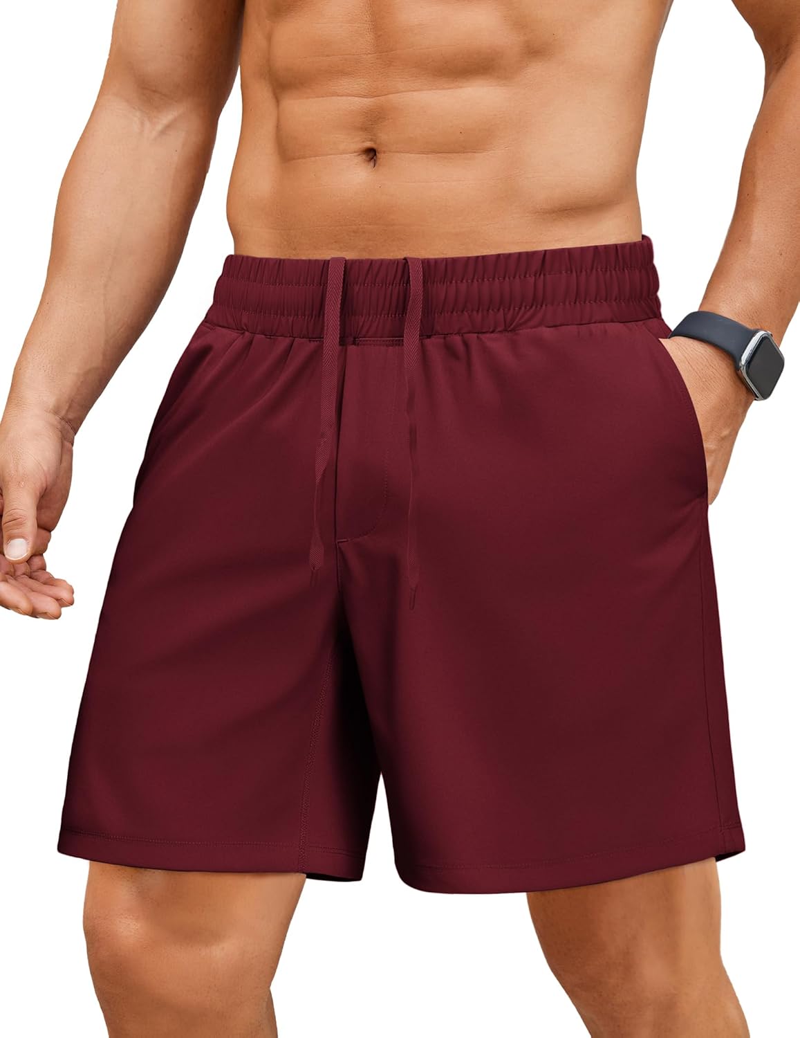 PINSPARK Men's Gym Workout Shorts - 7" Quick Dry Running Athletic Shorts with Towel Loop and Zipper Pockets