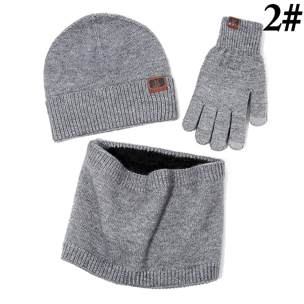 Thermal Unisex Rippstrickmütze, klassischer Loop-Schal und Handschuhe Set