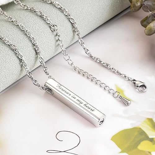 Miniatura 2 de abooxiu Collar de urna para cenizas humanas, joyería de cremación para cenizas, collar de cenizas de recuerdo de acero inoxidable, collar de urna