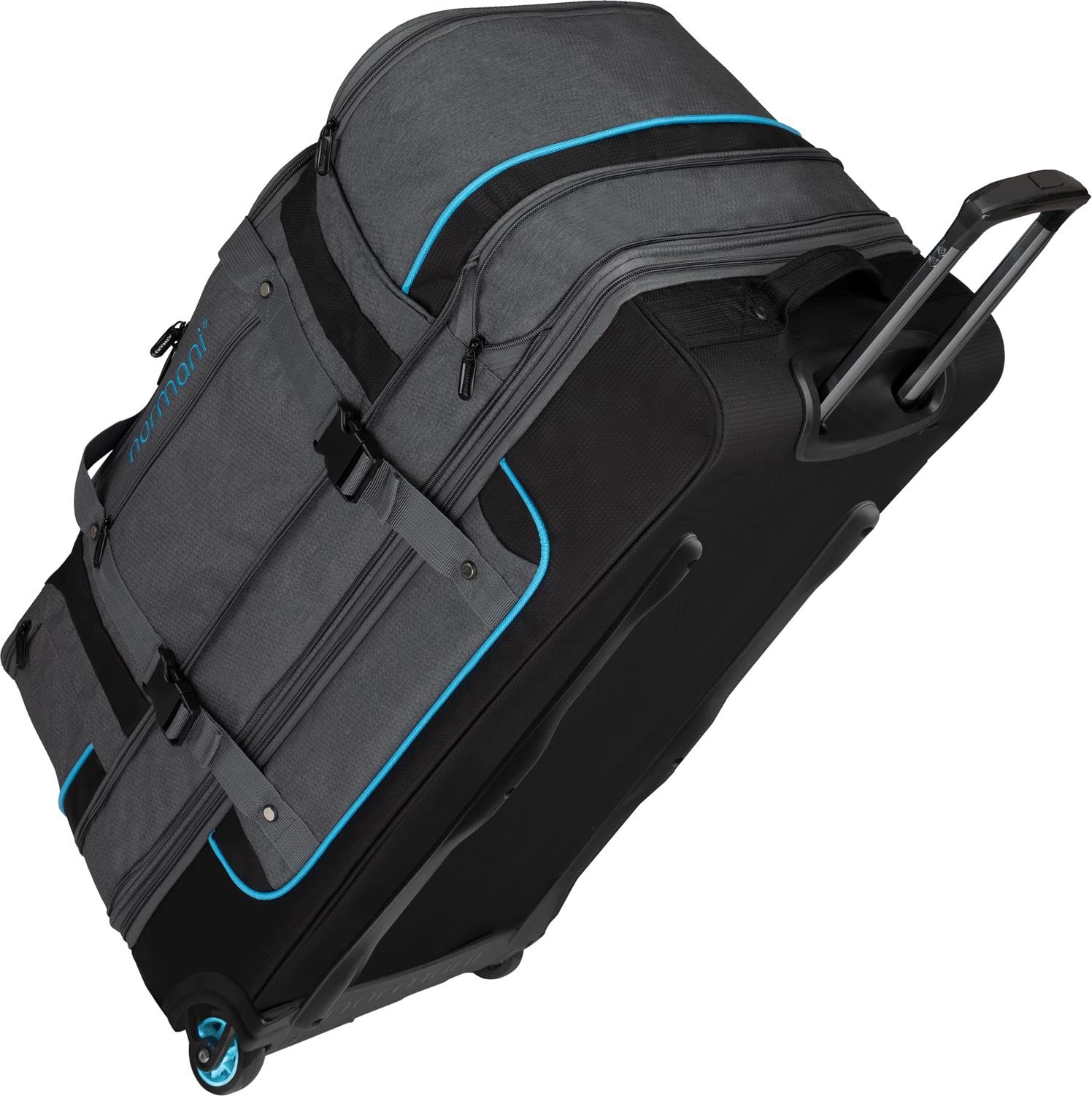 Reisetasche 2-Rad Trolley 120-150 Liter Weichgepäck Travel Bag mit Rollen und 6 Fächern - erweiterbarer Reisetrolley - Rolltasche Sporttasche 81x39x39/47 cm Farbe Grau/Blau Größe 120-150 Liter