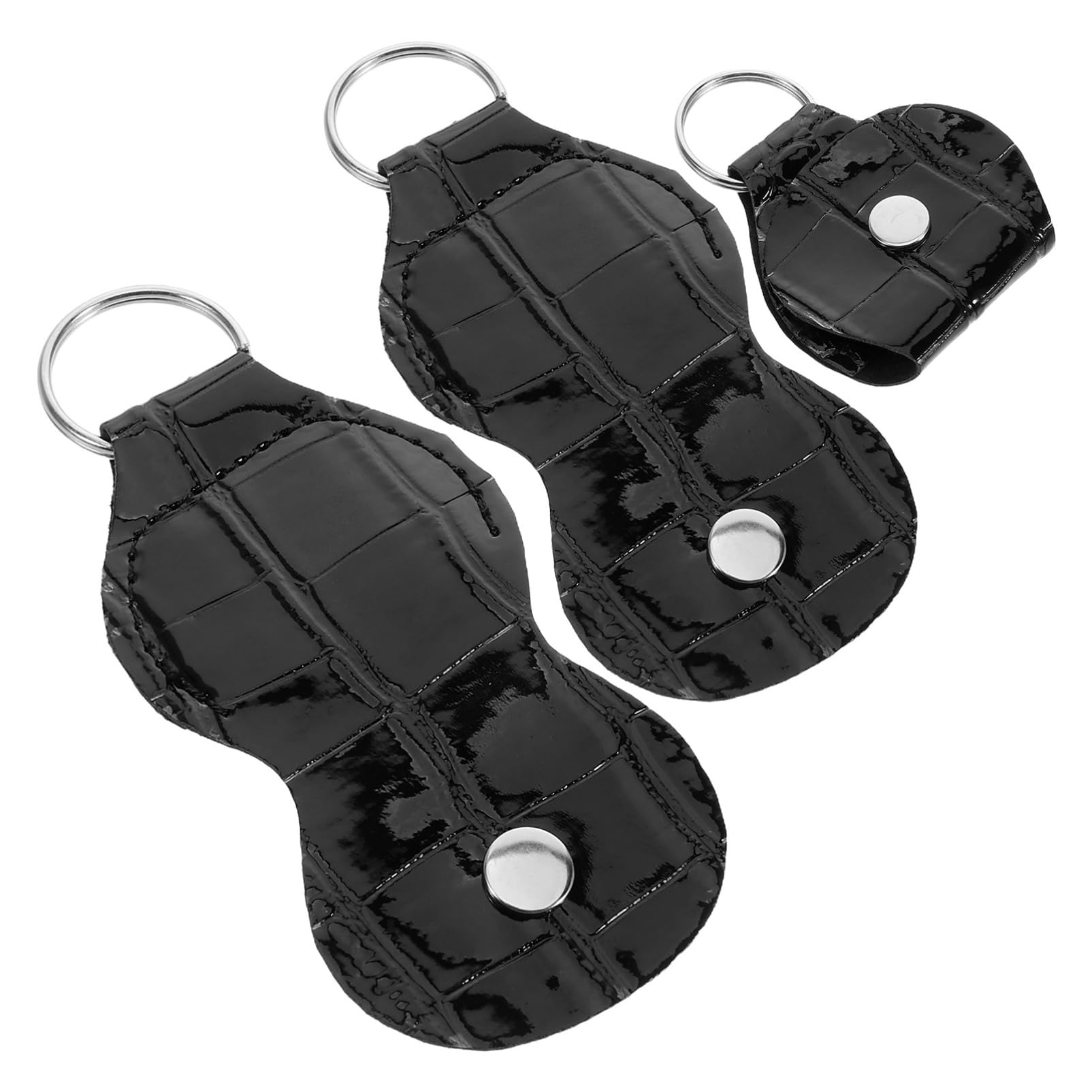 Yardwe 3pcs Portable Leather Guitar Pick Holder Keychain Lightweight Storage Box for Guitar Picks Convenient Accessory Multi Color Options