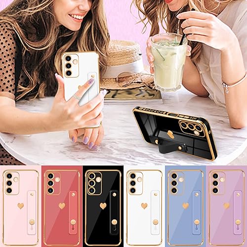Miniatura 4 de Likiyami Funda 3 en 1 para teléfono Samsung Galaxy A14 5G con diseño de corazón para mujeres y niñas, bonita estética de lujo, bonita estética, con