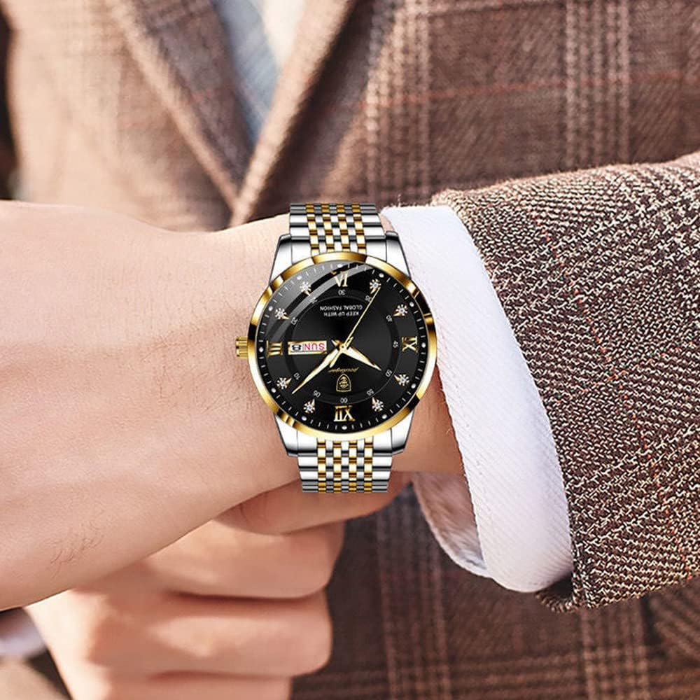 Men Fashion Watches Stainless Steel Week Date Business Chronograph Dress Waterproof Luminous Luxury Quartz Wristwatch - Image 4