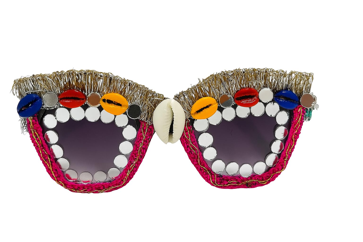Navratri Special Handmade Decorative Sunglasses with Embroidery, Cowrie Shells & Mirror Work | Ethnic Garba & Dandiya Goggles for Men & Women-picture-35
