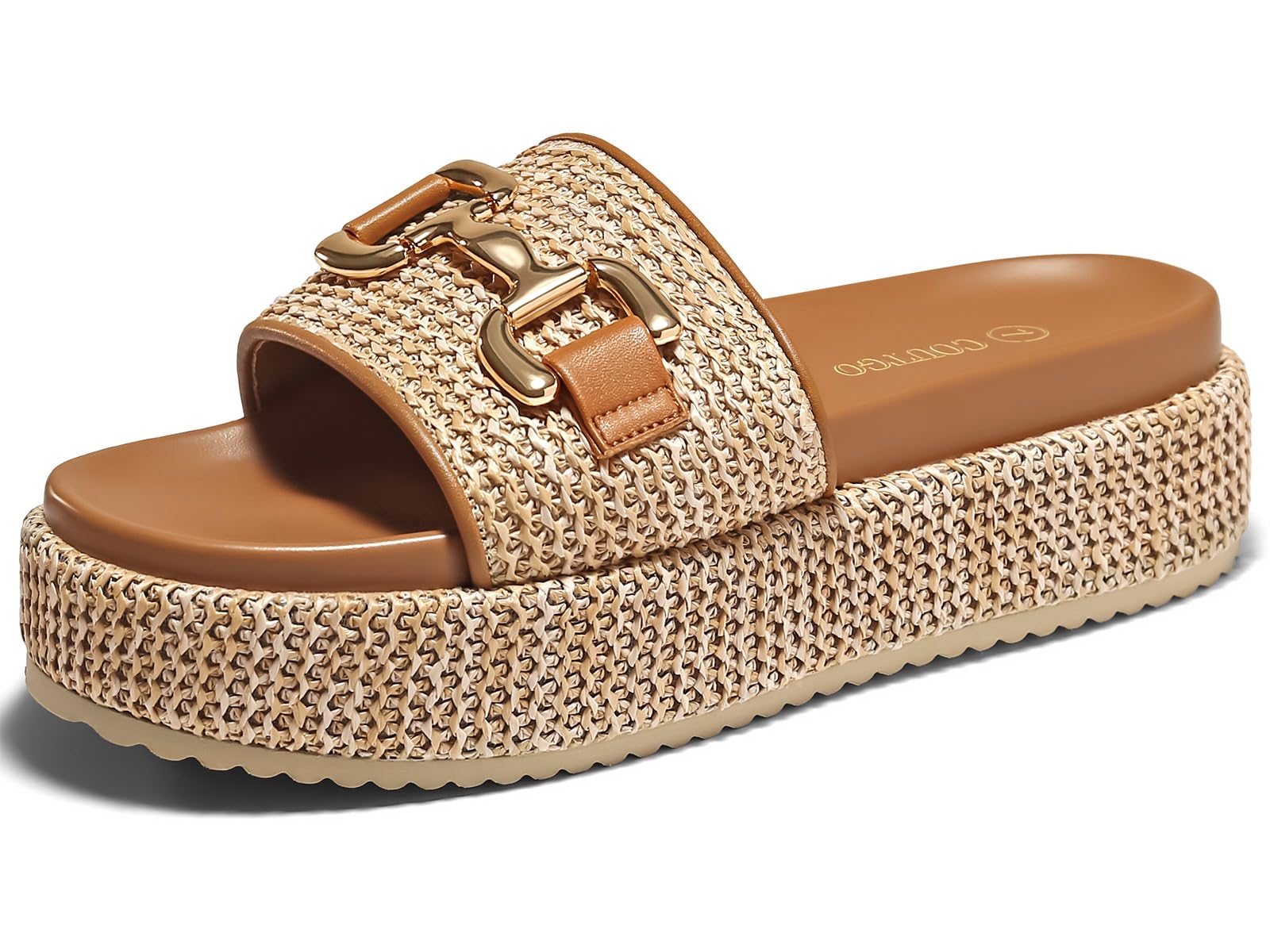 Coutgo Womens Platform Sandals Raffia Espadrilles