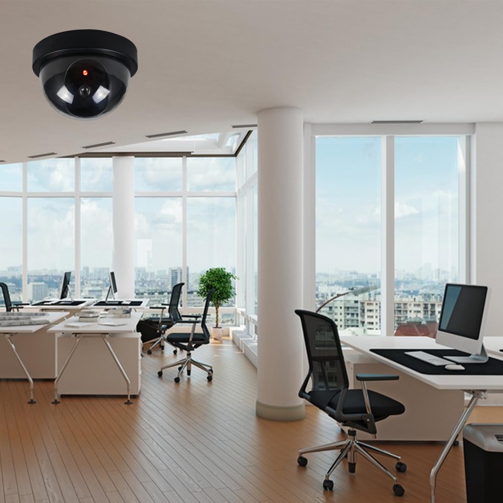 Set di 4 Telecamera finta Interno Energia Solare Videocamera Antifurto con LED Rosso CCTV d'Imitazione