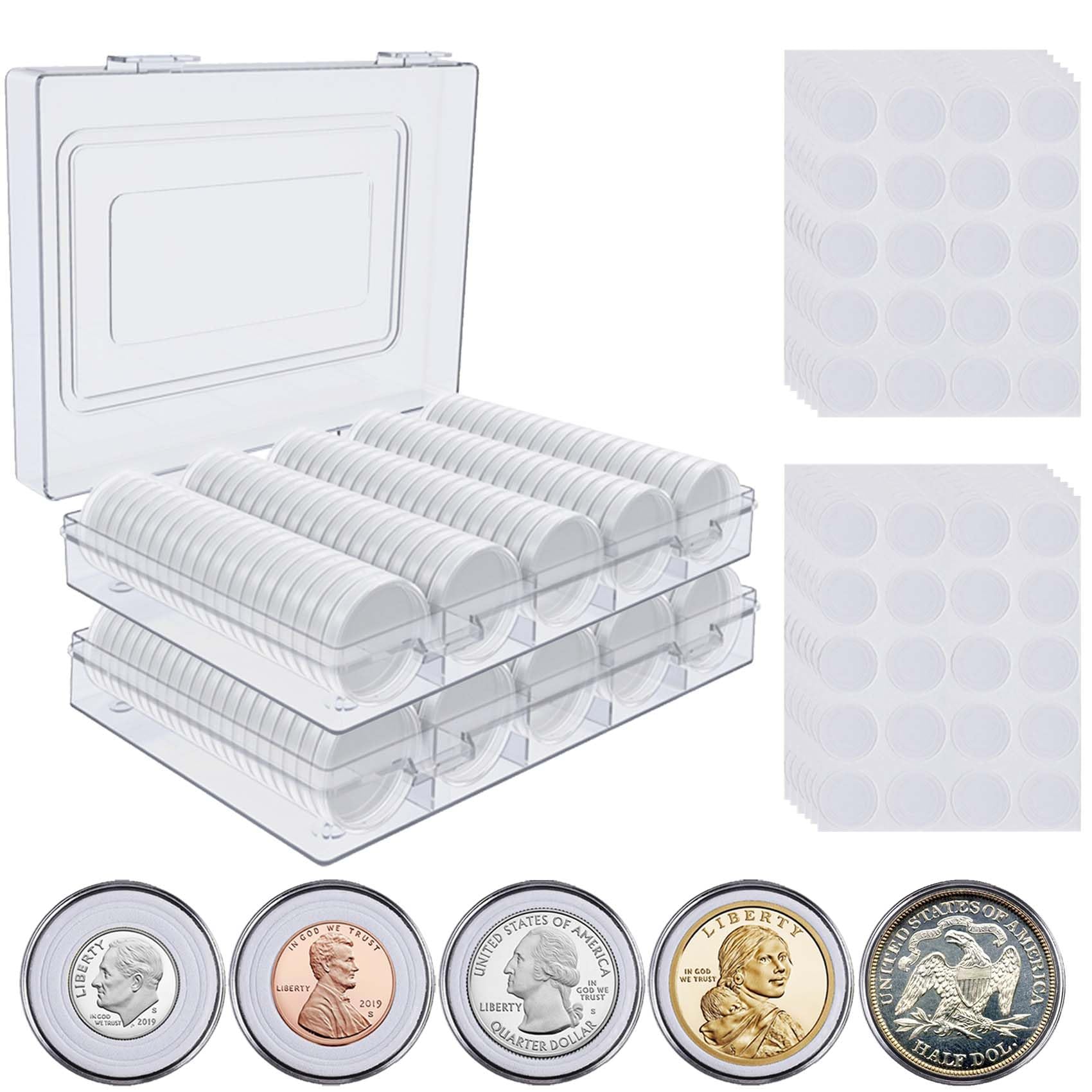 240 soportes para cápsulas de monedas de 30 mm, 5 tamaños (17/20/25/27/30 mm), funda protectora para monedas con caja organizadora de almacenamiento de plástico para suministros de colección de