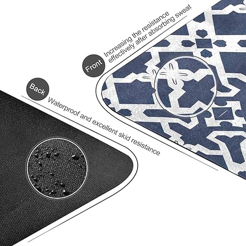 Miniatura 3 de Tapete de yoga con patrón de cuadros oscuros con bolsa incluida, tapete de entrenamiento antideslizante, tapete de yoga de goma de gamuza plegable