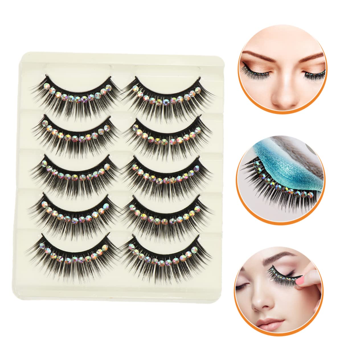 50paare Glitzernde Fake Wimpern Mit Edelsteinen Für Make-up Partys Und Auftritte Wasserdichte Und Auffällige Wimpern Für Einen Charmanten Look