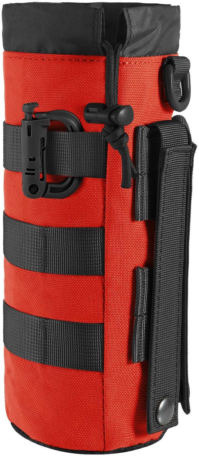 FRTKK Tactical MOLLE Water Bottle Pouch with Drawstring Open Top & Mesh Bottom, Military Water Bottle Holder Bag Sports Travel Hydration Carrier